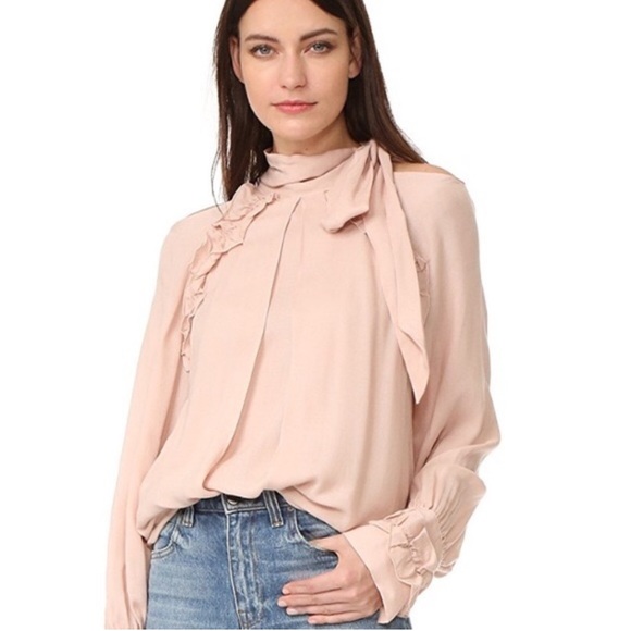 IRO Frejan Voile Pink Cold Shoulder Top - Picture 1 of 12